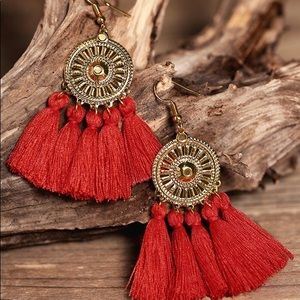 Red Bohemian Sun Earrings